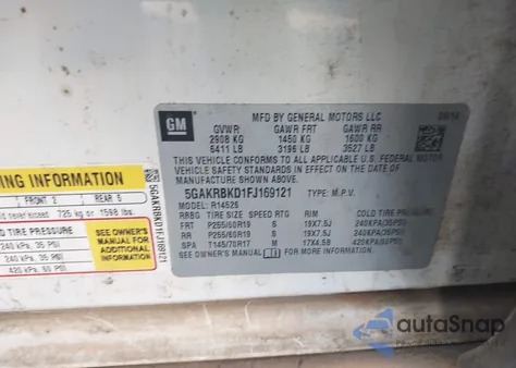 2015 Buick Enclave Leather from USA, damaged, VIN 5GAKRBKD1FJ169121